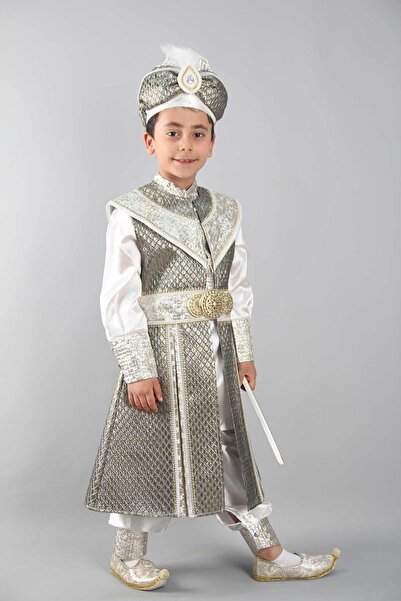 Osmanlı Sünnet Kıyafetleri Ertuğrul Kahve Baklava Desenli Sünnet Takımı