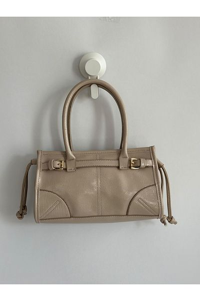 Boutiquehaki Bomin Soft Leather Hand and Shoulder Bag Beige
