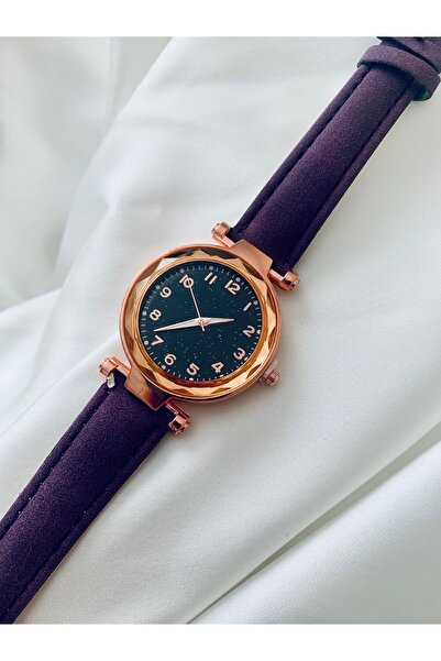SMÖ AKSESUAR Minimalist Mor Kadın Sim Detay Saat Zarif Şık
