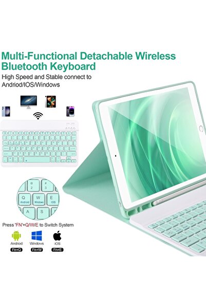 Fogy Apple Ipad 7.8.9.nesil 10.2 Uyumlu Için Çıkarılabilir Bluetooth Türkçe Klavyeli Kılıfı