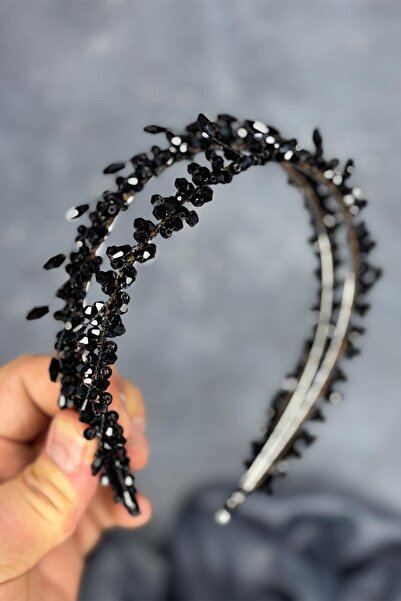 Limelia Μαύρο αξεσουάρ μαλλιών με κορώνα νυφικής χέννας μοντέλου Sare με διπλ...