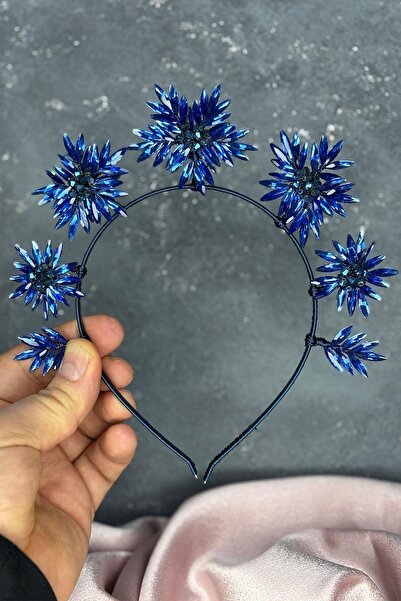 Limelia Coroana de henna pentru mireasa cu piatra stea albastra indigo si acc...
