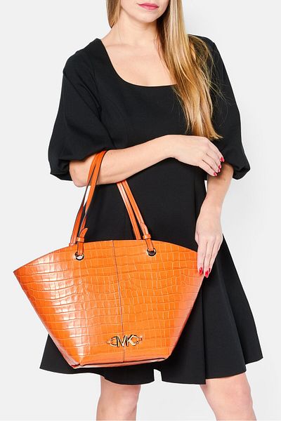 Michael Kors Women Crocs Pattern Shoulder Bag 28 H x 50 L x 13 W Cm, Orange