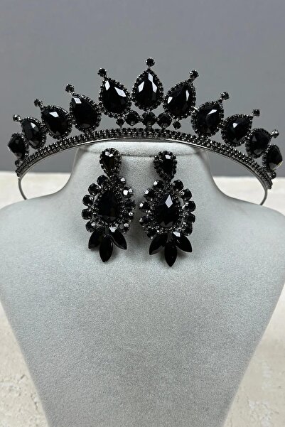 Limelia Set de coroană și cercei pentru costum de nuntă Neri Model, negru