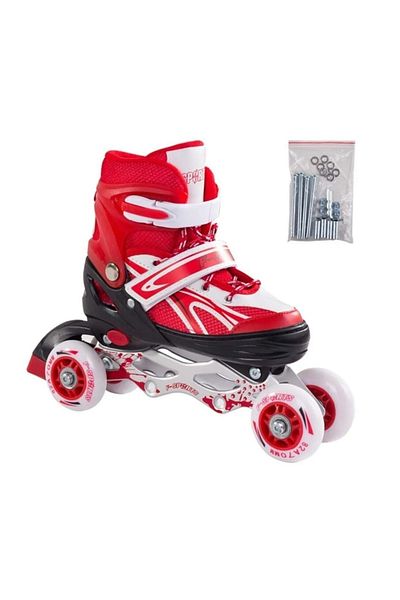 alpmodel Lighted Adjustable Silicone Wheel Metal Body Skates with Bag
