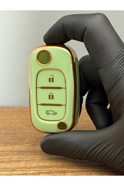 Luxe Aksesuarr Compatibil cu Renault Fluence, husă de protecție din silicon nano pentru telecomanda cu 3 butoane tip Sustă, culoare verde