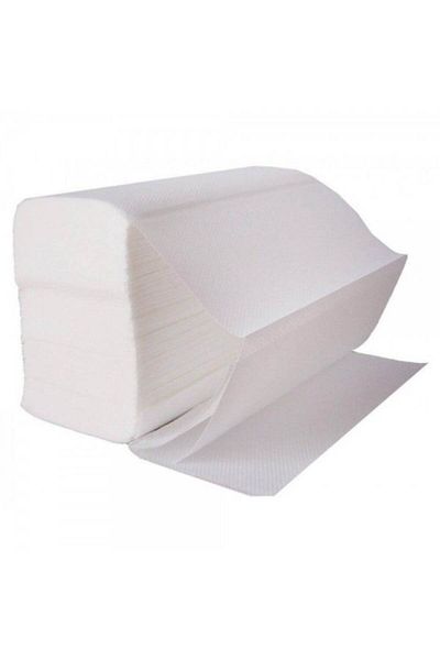 ROİAL Folded Towels in V, White, 2 Layers, 150 pcs/pack, 20 packs per box