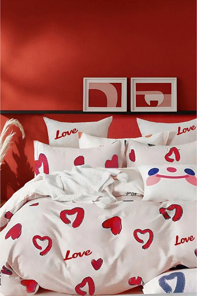 İQON Double Amore Red - Elastic Duvet Cover Set