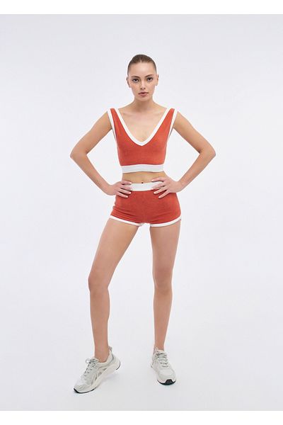LOUXILOL Women's V-Neck Shorts Sports Suit