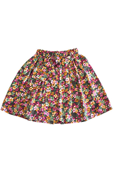 MODA59 Girl's Skirt Suit, Skirt T-Shirt Suit, Floral Skirt Twill Ecru T-Shirt