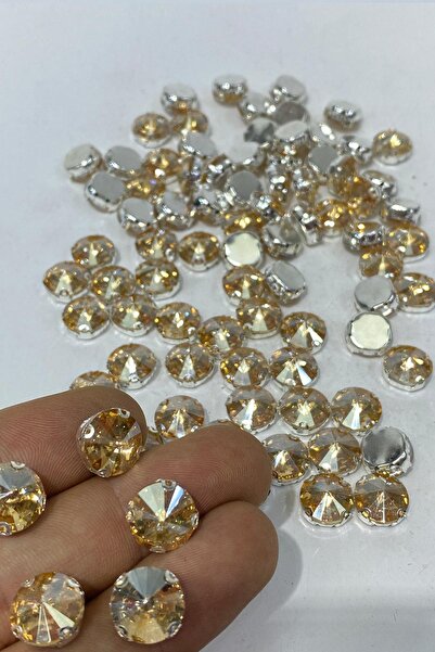 Limelia Кръгли стъклени кристални мъниста с дръжка в цвят мед, 10 броя