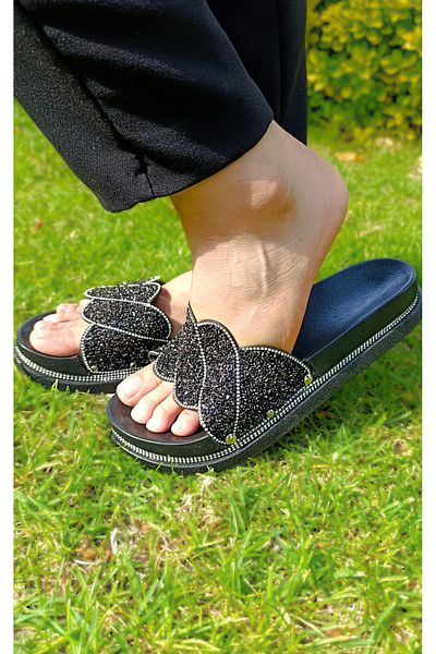 Michelle COCO Women's Slippers High Orthopedic Sole Stone Detailed