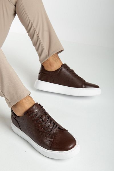Dilimler Ayakkabı Γνήσιο δέρμα Ανδρικά παπούτσια Casual Καφέ με κορδόνια Χοντρή σόλα