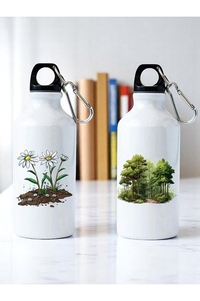 lili hediyelik Daisy and Forest Printed 2-Piece Water Bottle