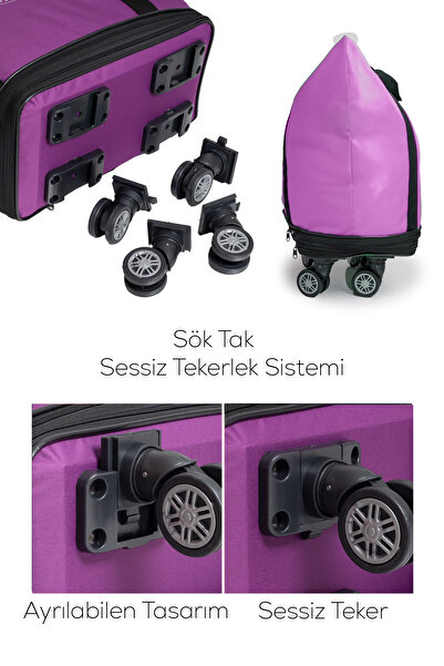 Bambus Home İki Körüklü Demonte Sessiz Tekerlekli Valiz/Çanta/Bavul