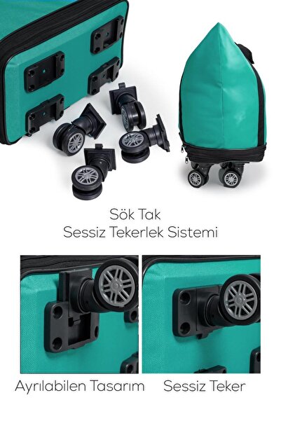 Bambus Home İki Körüklü Demonte Sessiz Tekerlekli Valiz/Çanta/Bavul