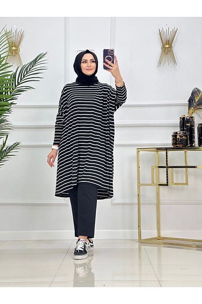 Enans Design Women's Hijab Striped Tunic