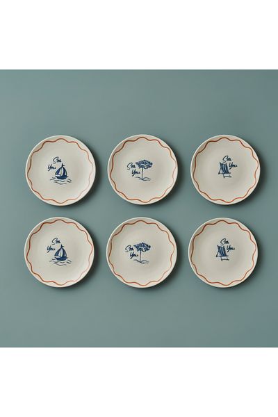 Bella Maison Marine Porcelain Set of 6 Cake Plates Blue (19 cm)