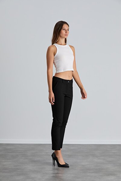 Işşıl Işşil 4548-Wrist Length Narrow Leg Fabric Trousers