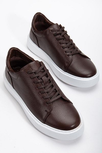 Dilimler Ayakkabı Γνήσιο δέρμα Ανδρικά παπούτσια Casual Καφέ με κορδόνια Χοντρή σόλα