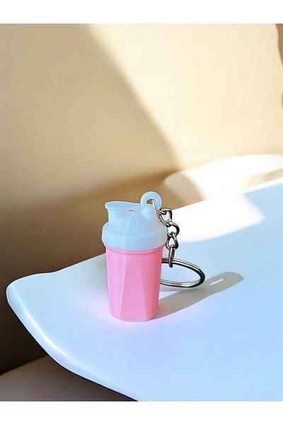 Home Pink Protein Shaker Keychain - Gift for Athlete - Sound & Motionless Sweet Mini
