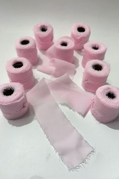 Limelia Baby Pink Slit Chiffon Ribbon 4 cm Width 4.5 Mt 1 Ball