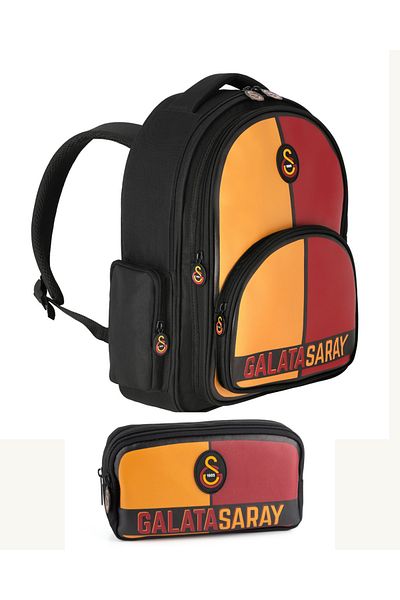 Galatasaray Officially Licensed Partially Artificial Leather Backpack and Pencil Case Set 2552Set2