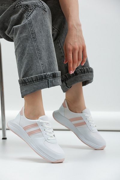 ALTUNTAŞ Femei - Bărbați - Unisex Pantofi de sport casual cu talpă anatomică cu șireturi Pantofi de sport Pudră albă