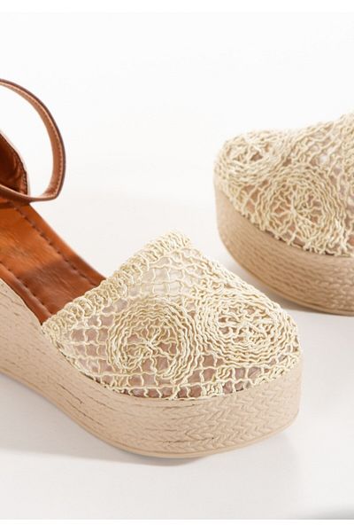 FHM AYDOGDU Sandale din tricot cu talpă cu căptușeală bej 632