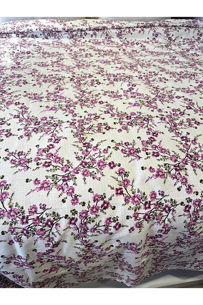 ŞENER HOME Plum Branch Pattern Printed 200X240 Cm. Double (Battal) Single Pike