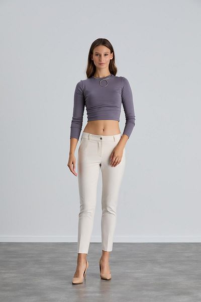 Işşıl Işşil 4548-Wrist Length Narrow Leg Fabric Trousers