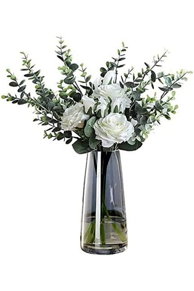 Generic OOMYL Ins Modern Glass Vase Irised Crystal Clear Glass Vase for Home Office Decor (Crystal Grey)