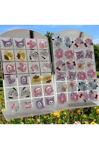 alpikom 2 Pcs 3D Character Design Needle Children's Cube Earring for Earring with Ear Hole