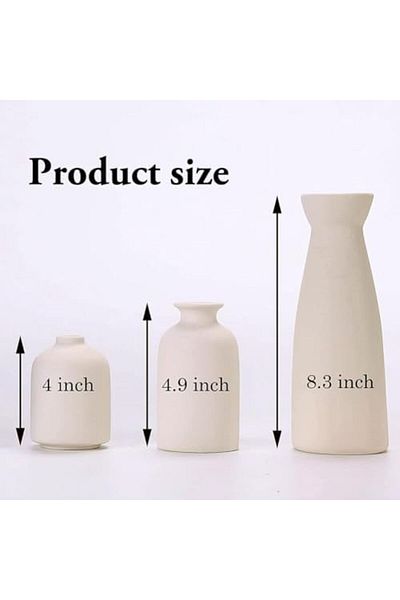 Generic Ceramic Vase Set, Set of 3 Decorative Flower Vases for Modern Home Decor