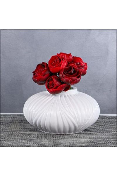 Generic YATAI Flower Vase, Stylish Ceramic Vase with Unique Wavy Texture, Minimalist & Contemporary Floor Va