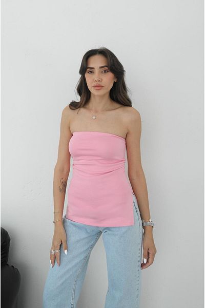 Havoş Pink Gathered Detailed Strapless Blouse
