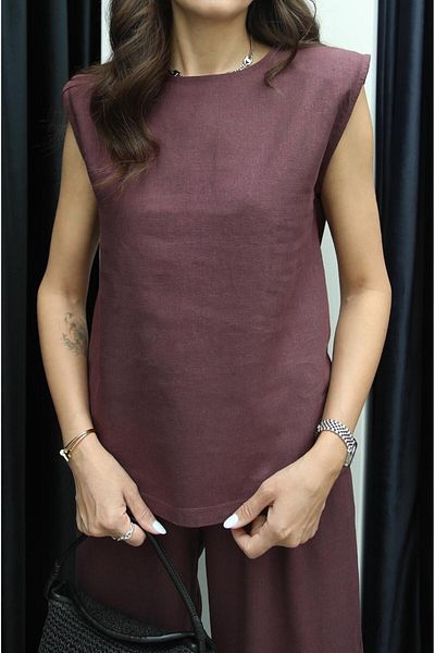Havoş Burgundy Flim Linen Blouse