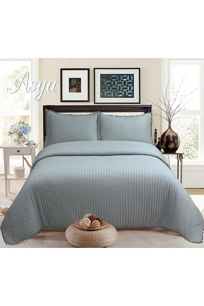 Romans Double Bedspread with Pompom Pillowcase