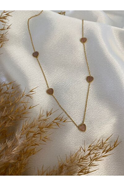 stainless steell Sıralı Taş Detaylı Çelik Kolye