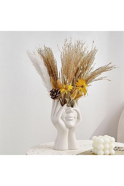 Generic Octdays Ceramic Face Vase, Lady Form Head Half Body Bust Vases, White Ceramic Vase, Modern Nordic St