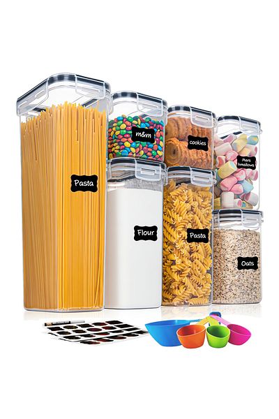 Teno Set of 7 Teno® Food Storage Containers, BPA-free, various sizes, transparent