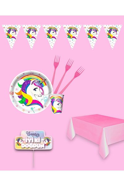 Evabrite Unicorn Themed Ecomini Set Birthday Party Supplies for 16 People