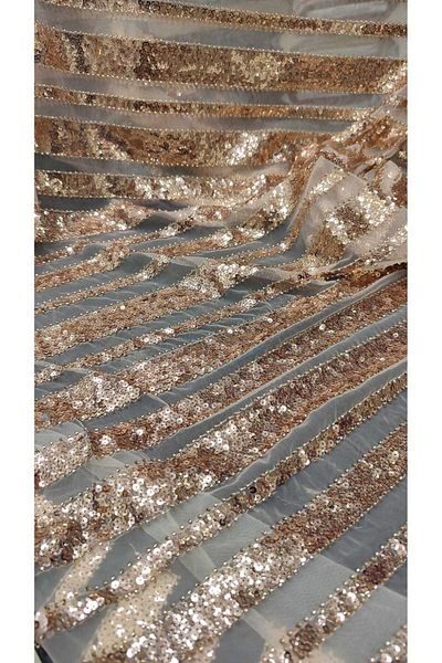 River Fabrics Sequin Beaded Evening Dress Fabric Gold