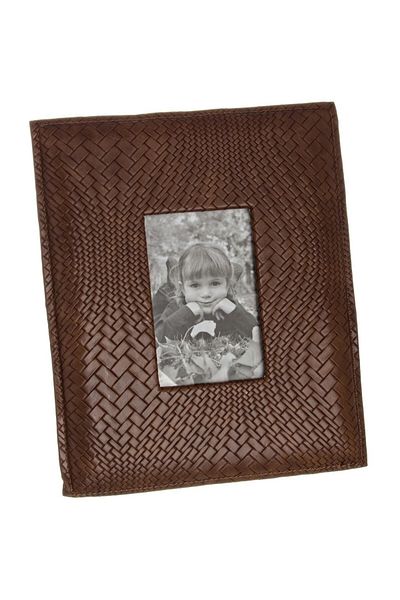 Bizzotto Table Photo Frame in Brown Eco-Leather 25 cm x 1.5 cm x 29.5 h