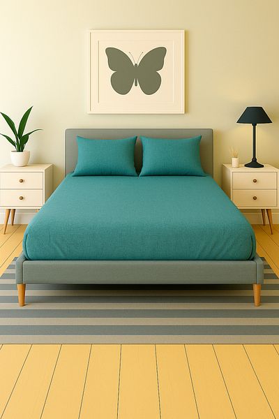 Home Cotton Ranforce Fabric Single Fitted Elastic Sheet Set 100*200 Pillowcase Set 50*70