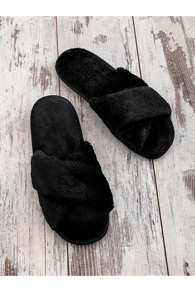LC Waikiki Γυναικείες παντόφλες σπιτιών βελούδινες Cross Band (S1)