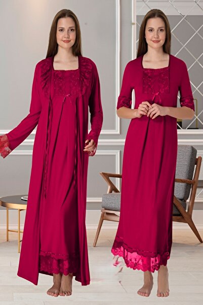 Puerpera Effortt فستان نوم وروب للحوامل مزين بالدانتيل 6035