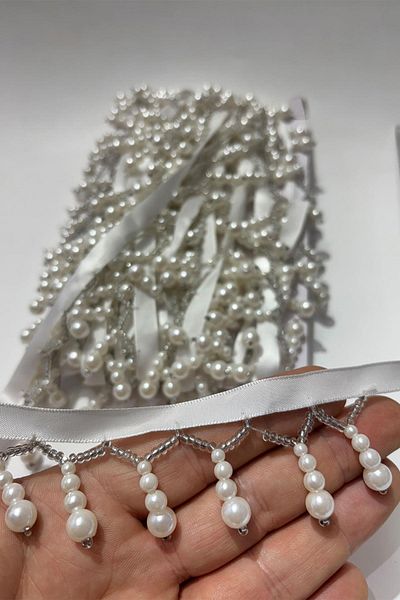 Limelia Pearl Beaded Decorative Fringe Ribbon Tassel