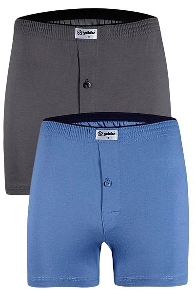 Fanilam Star Men's 100% Cotton Combed Cotton Boxer 2-Piece - Buttoned Comfortable Cut Breathable Fabric