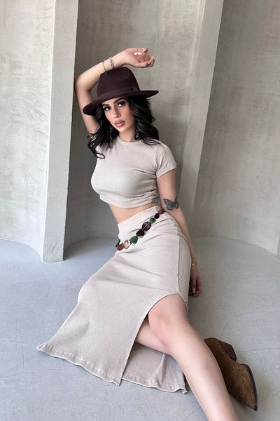 New Now Σετ Κοστούμι Φούστα Καμισόλ